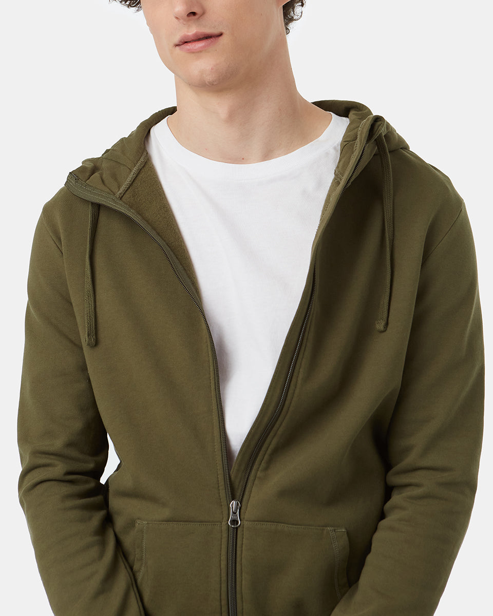 Tentree Organic Cotton Zip Hoodie - Olive Night Green