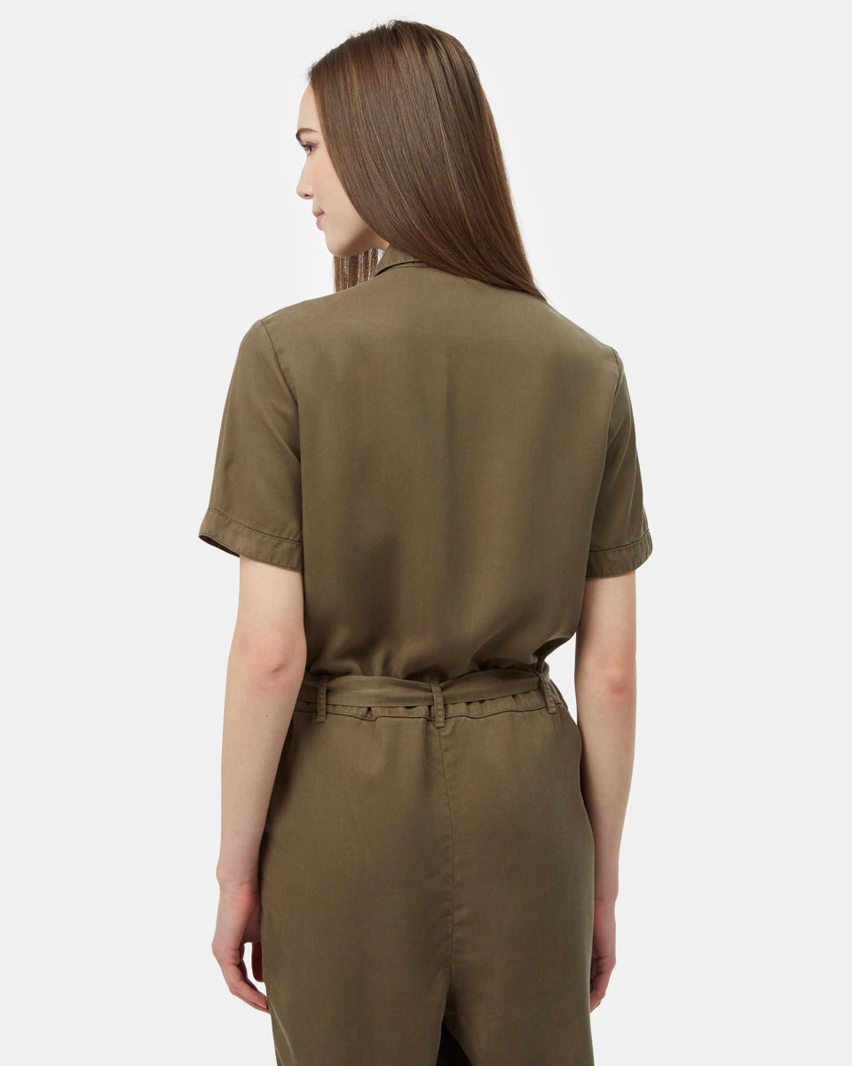 Tentree Tencel Slater Jumpsuit - Olive Night Green