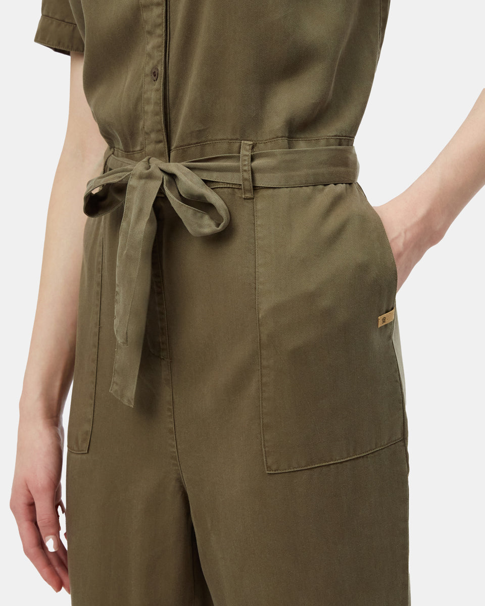 Tentree Tencel Slater Jumpsuit - Olive Night Green