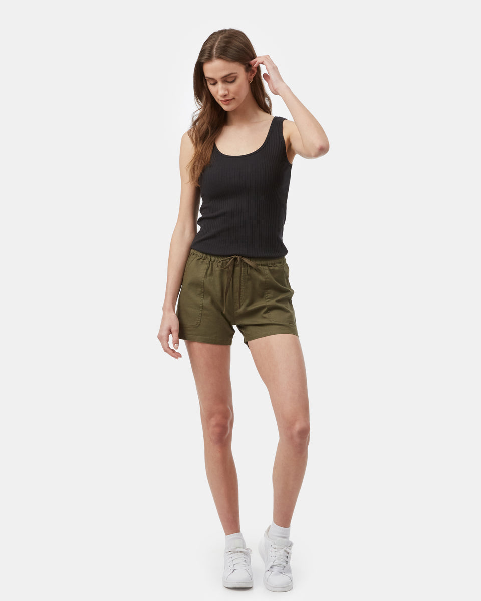 Tentree Hemp Stretch Instow Short - Olive Night Green
