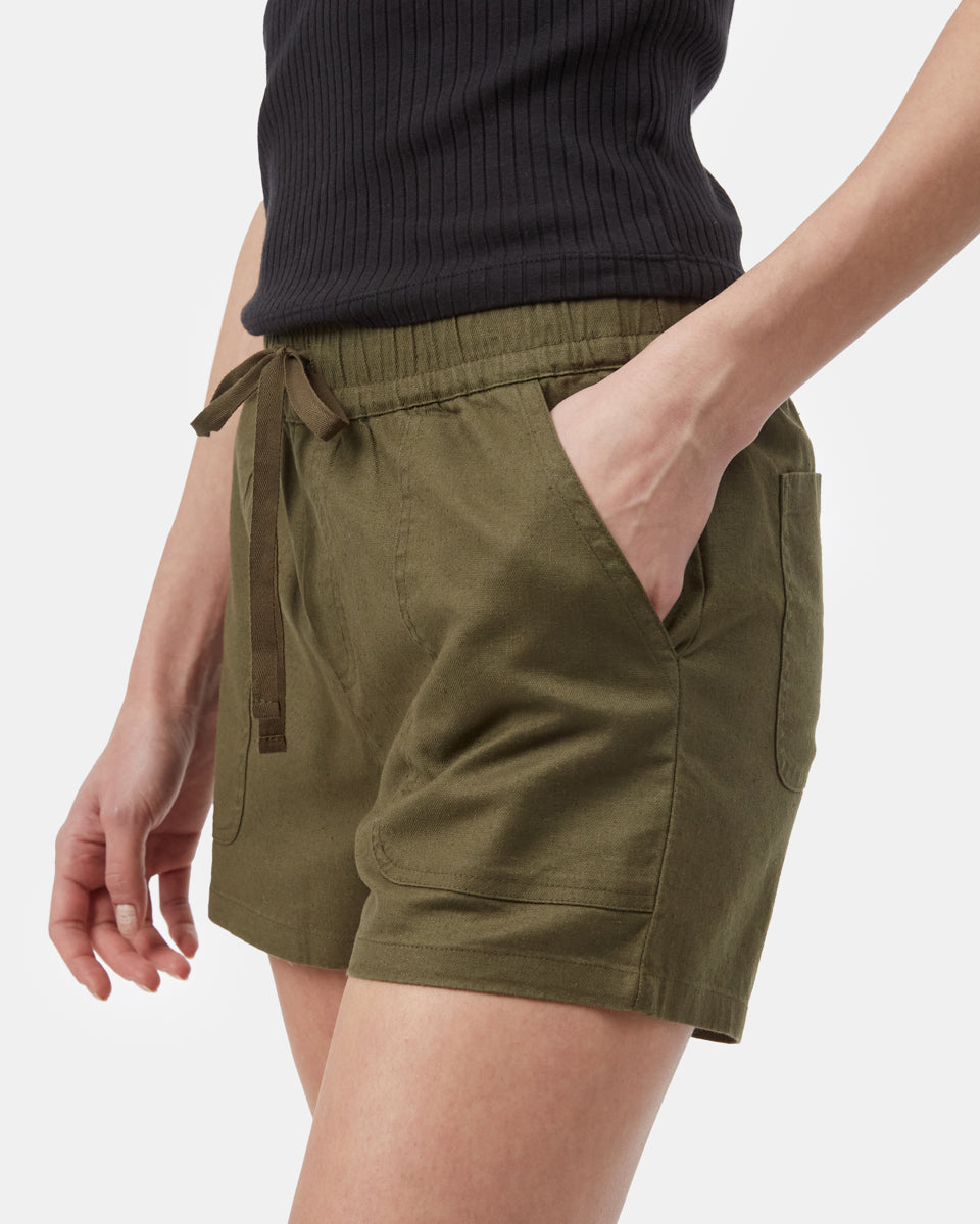 Tentree Hemp Stretch Instow Short - Olive Night Green