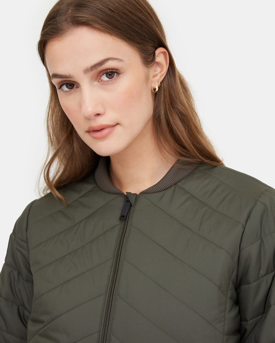 Tentree Cloud Shell Bomber Jacket - Black Olive Green