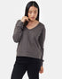 Tentree Women's Ponte V-Neck Top - Black Olive Green