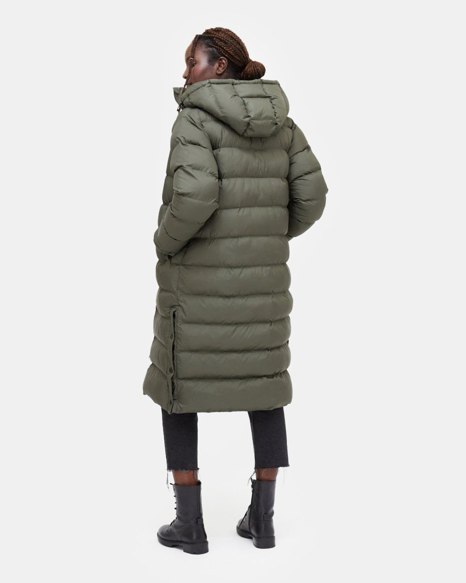 Tentree Lookout Long Puffer - Black Olive Green