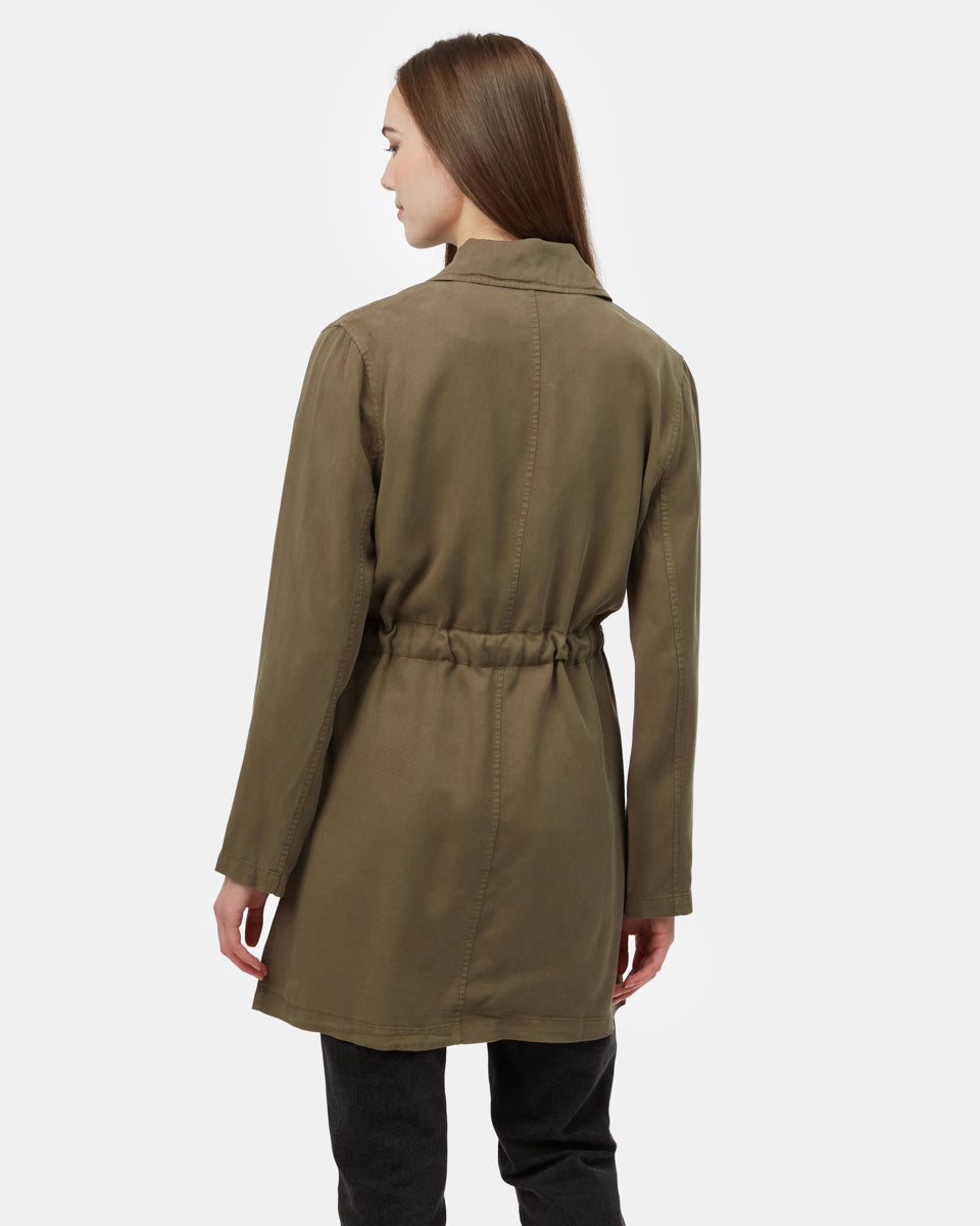 Tentree Women's Tencel Soft Trench - Olive Night Green