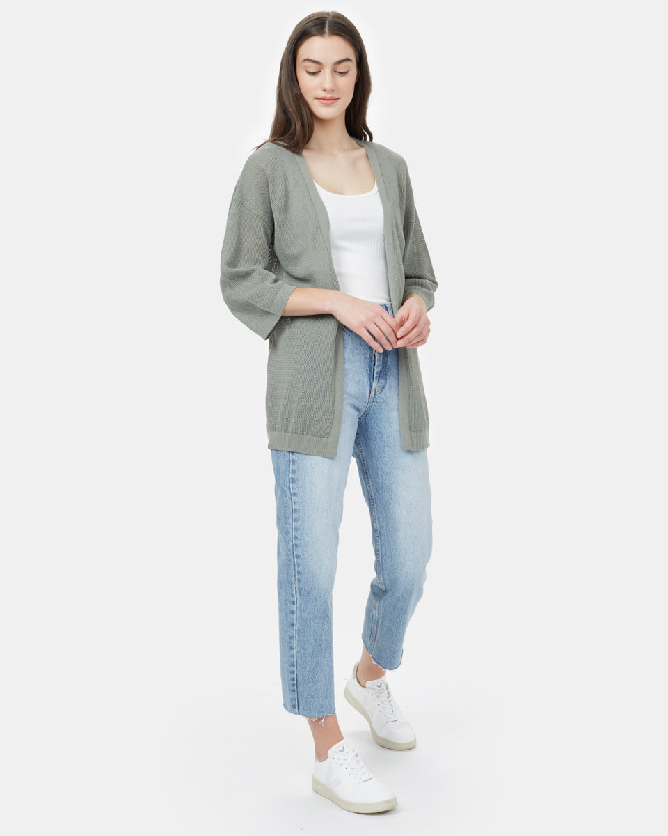 Tentree Highline Shortsleeve Cardigan - Agave Green