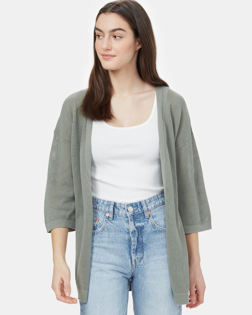Tentree Highline Shortsleeve Cardigan - Agave Green