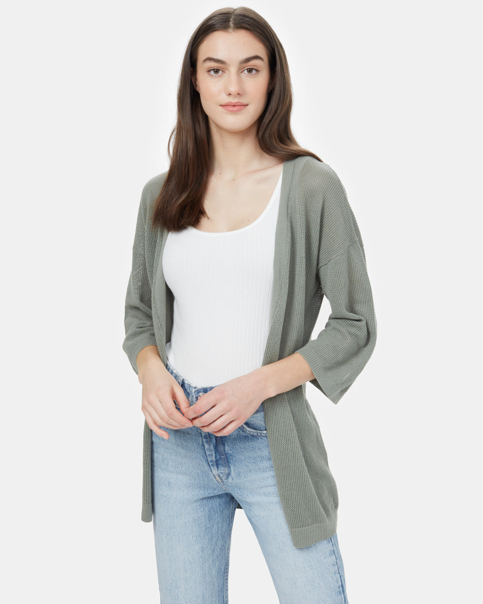 Tentree Highline Shortsleeve Cardigan - Agave Green