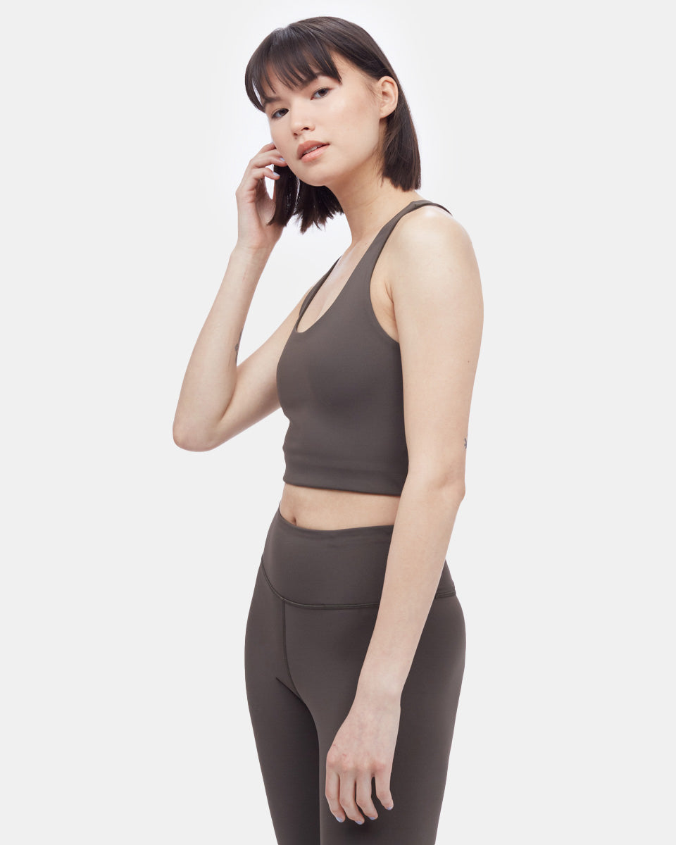 Tentree InMotion Longline Active Bra - Black Olive Green
