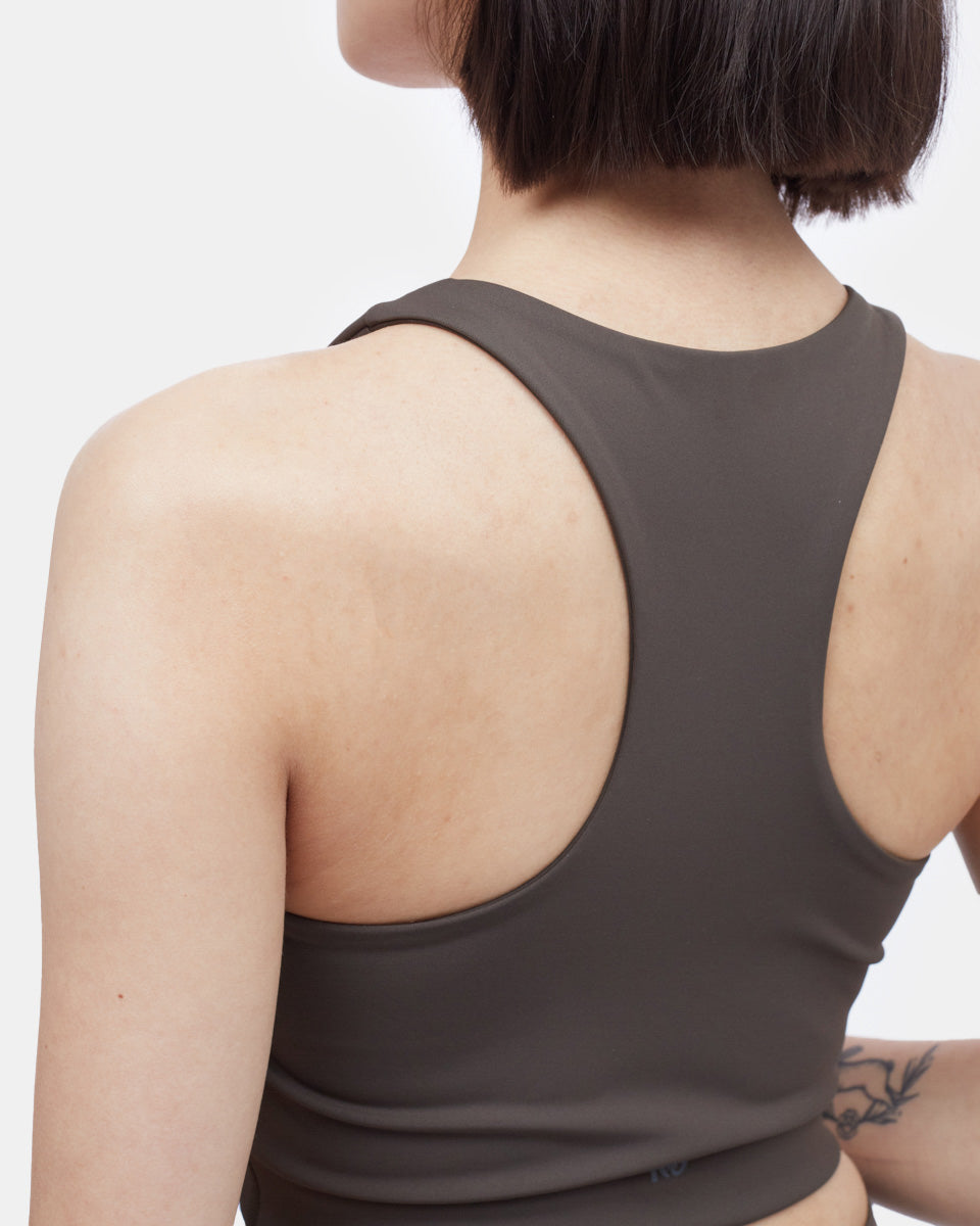 Tentree InMotion Longline Active Bra - Black Olive Green