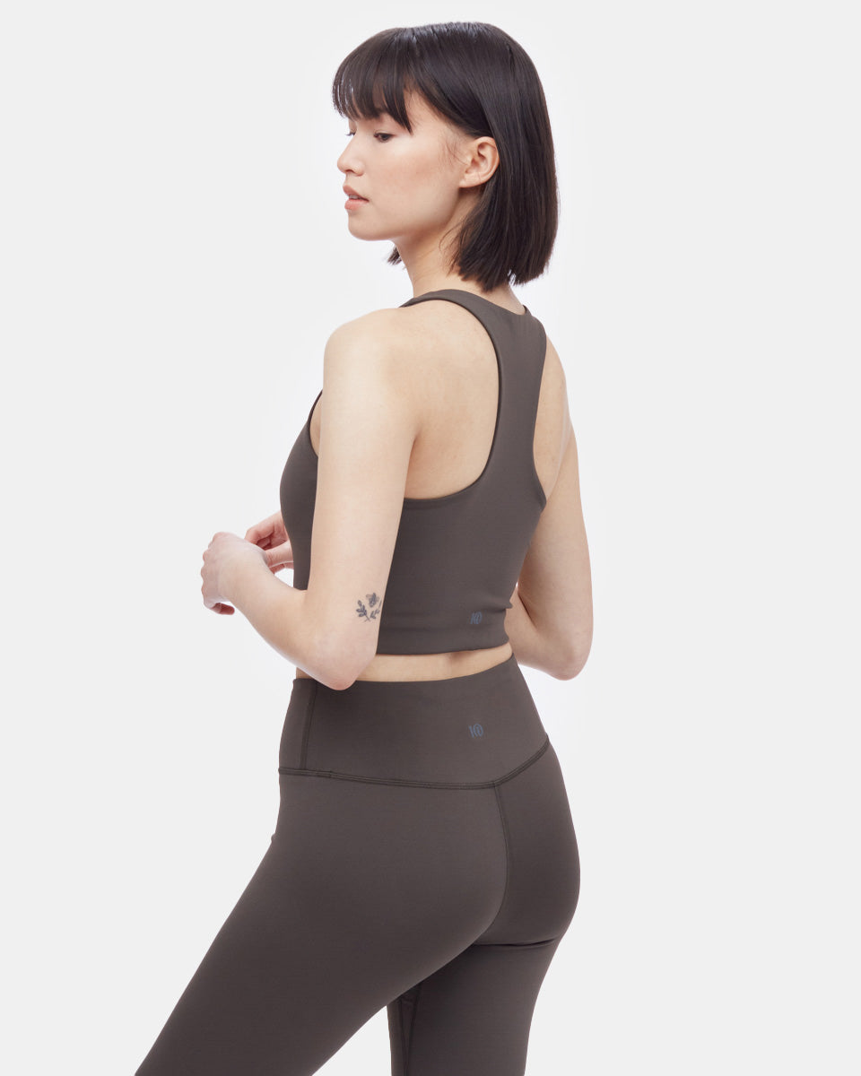 Tentree InMotion Longline Active Bra - Black Olive Green