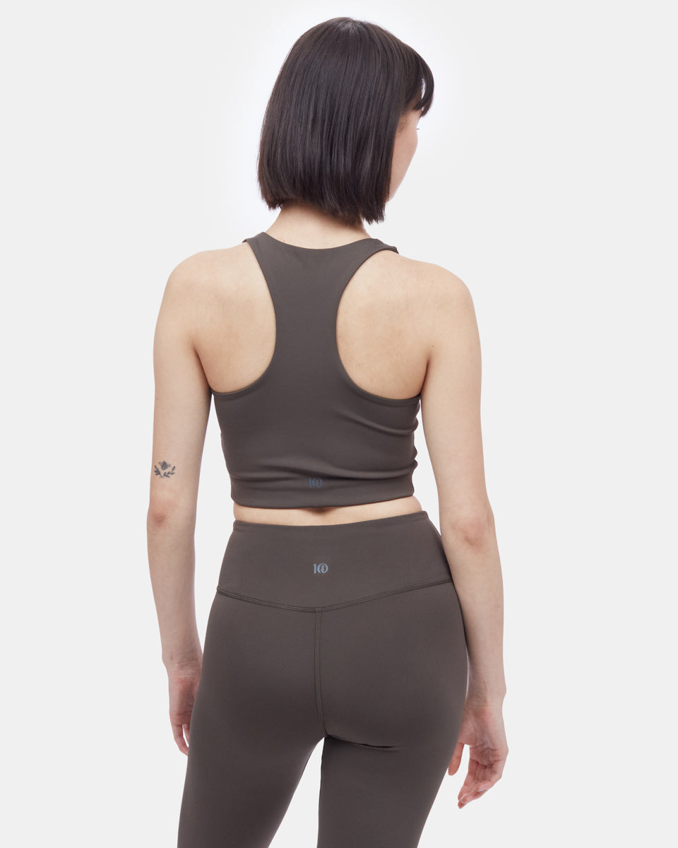 Tentree InMotion Longline Active Bra - Black Olive Green