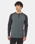 Tentree Men's TreeBlend Baker Henley Longsleeve - Urban Green Heather Meteorite Black Heather