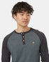 Tentree Men's TreeBlend Baker Henley Longsleeve - Urban Green Heather Meteorite Black Heather