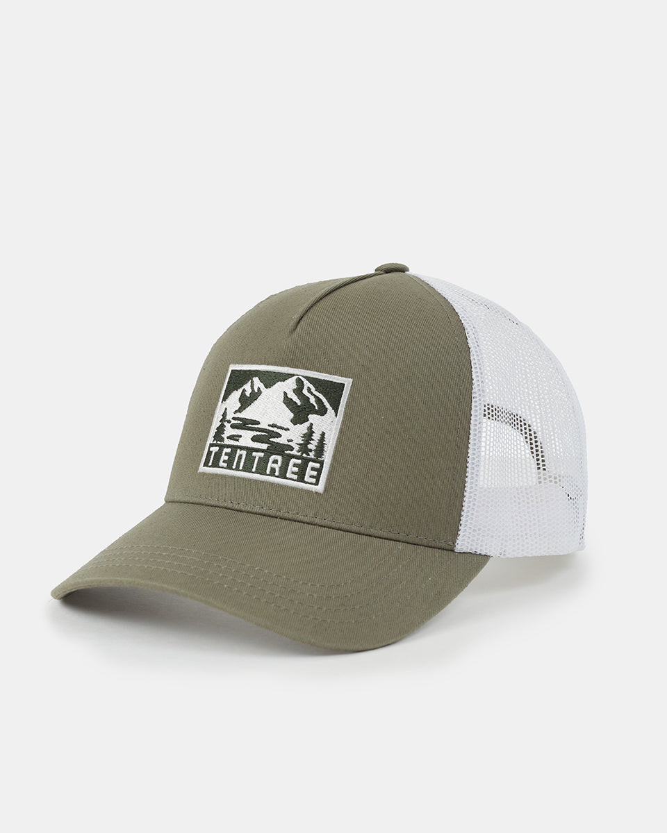 Tentree Adventure Patch Altitude Hat - Deep Lichen Green Cloud White