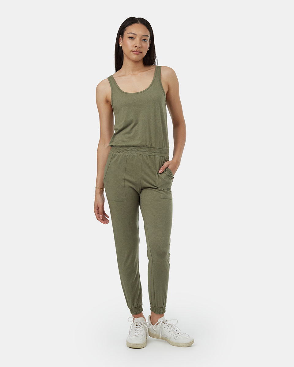 Tentree Women's Knit Tank Jumpsuit - Deep Lichen Green