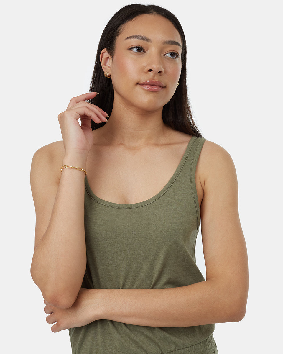 Tentree Women's Knit Tank Jumpsuit - Deep Lichen Green