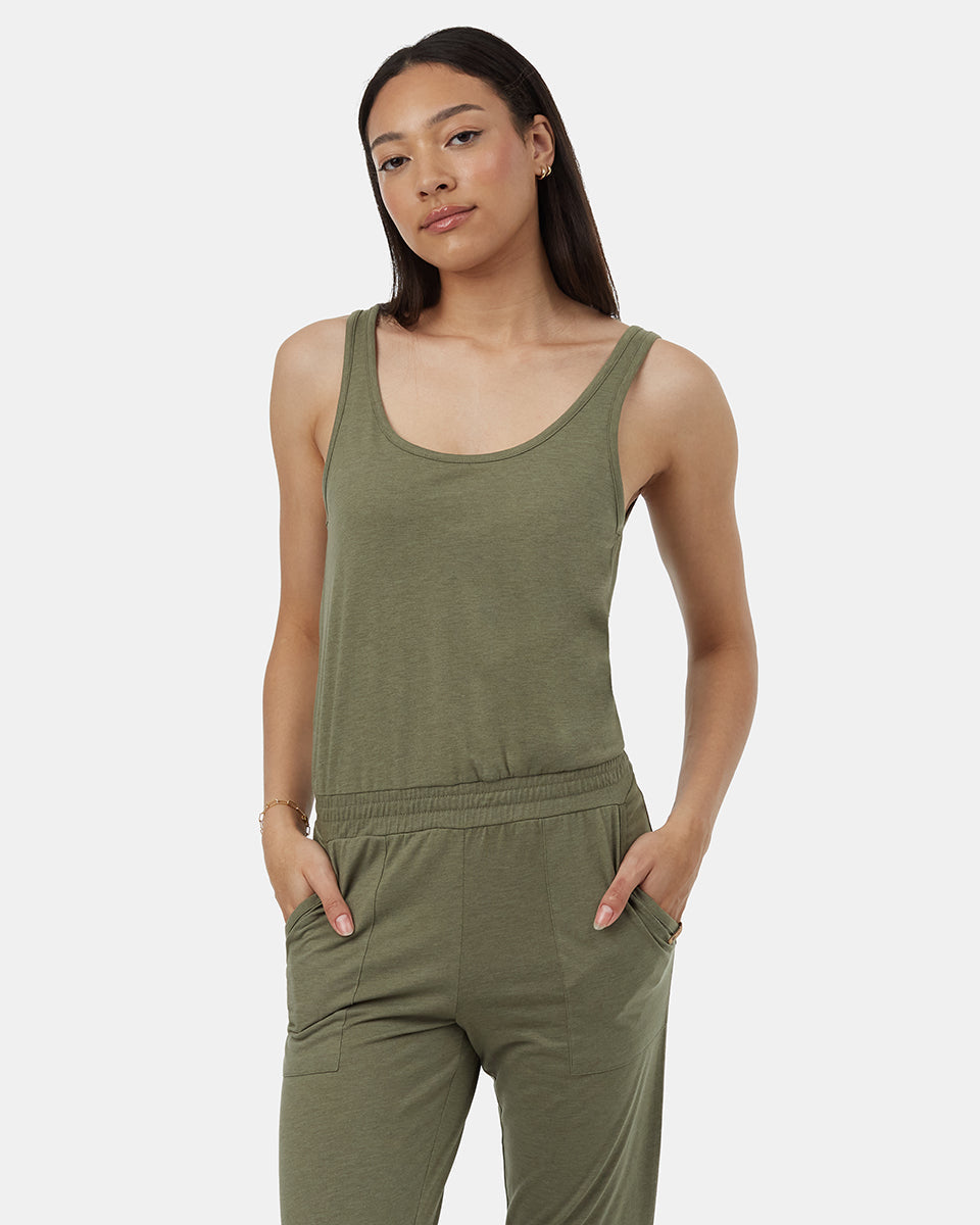 Tentree Women's Knit Tank Jumpsuit - Deep Lichen Green