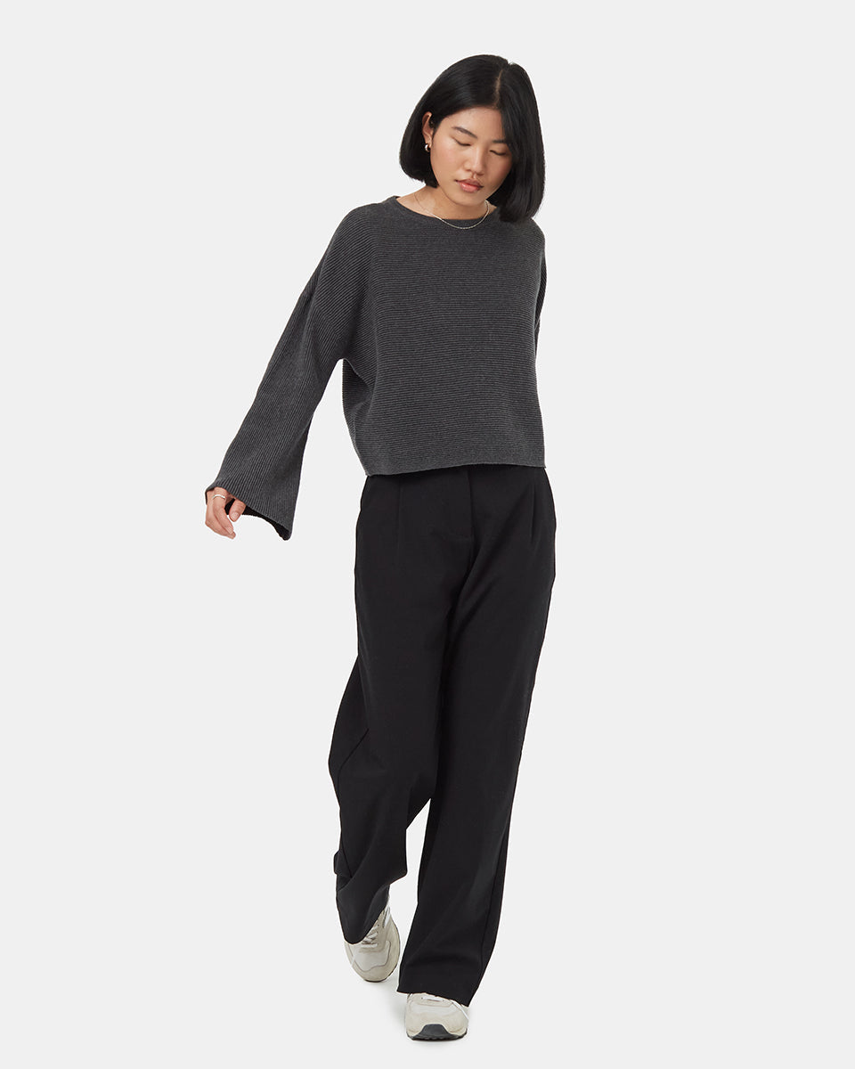 Tentree Women's Highline Bell Sleeve Sweater - Dark Grey Heather
