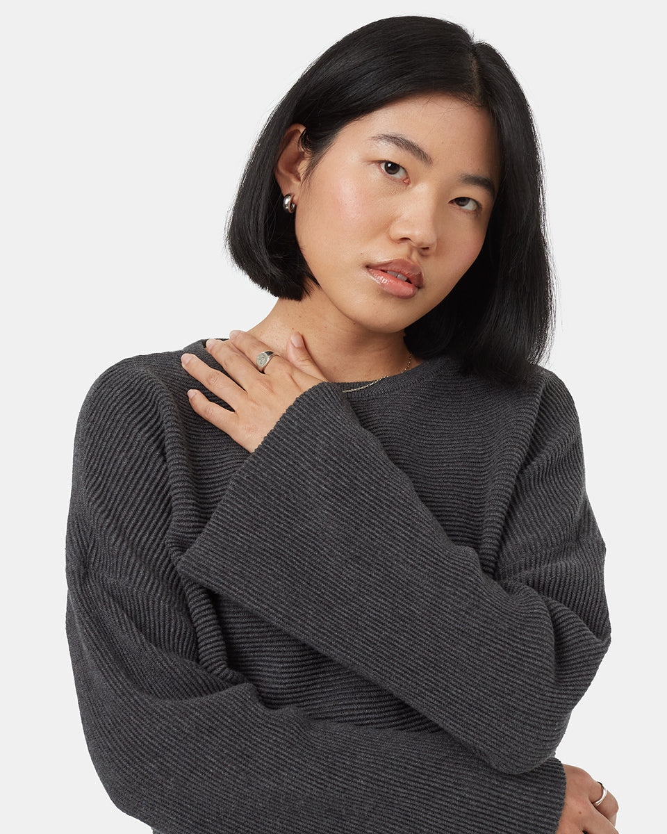 Tentree Women's Highline Bell Sleeve Sweater - Dark Grey Heather