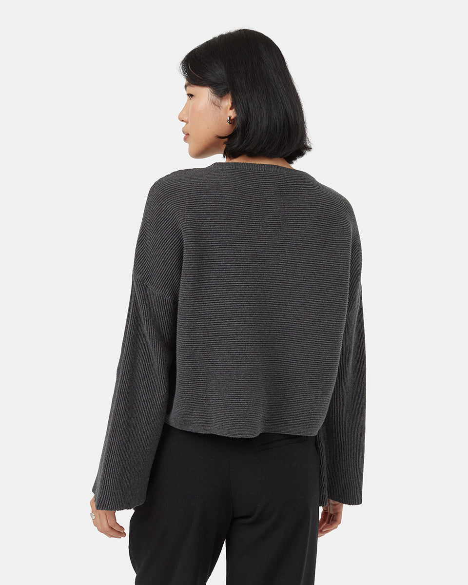 Tentree Women's Highline Bell Sleeve Sweater - Dark Grey Heather