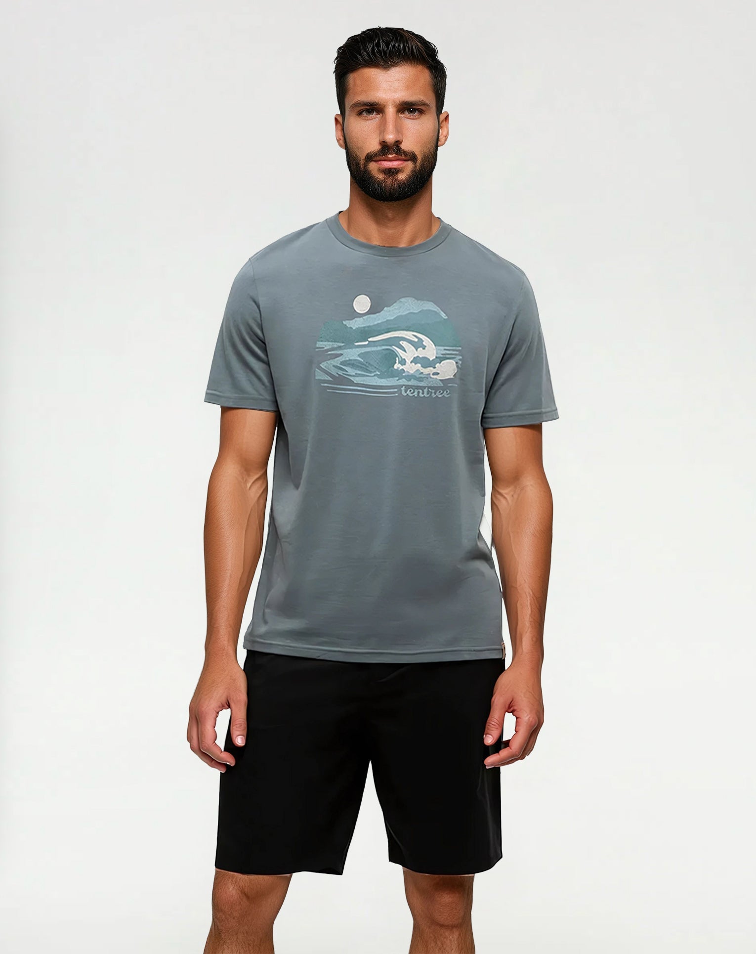 Tentree Men's Breaker T-Shirt - Anchor Grey Mineral Blue