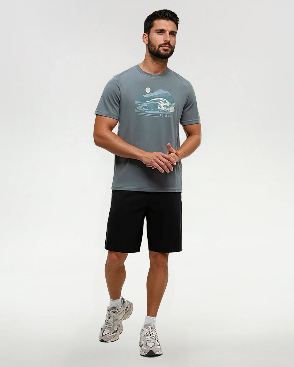Tentree Men's Breaker T-Shirt - Anchor Grey Mineral Blue