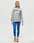 Tentree Women's Wildfire Retro Treeline Crew - Harbour Grey Heather Midnight Blue
