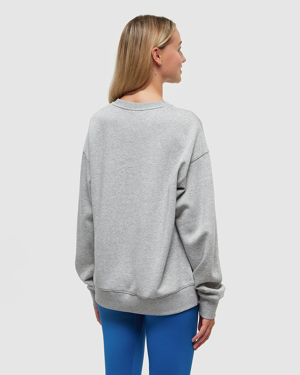Tentree Women's Wildfire Retro Treeline Crew - Harbour Grey Heather Midnight Blue
