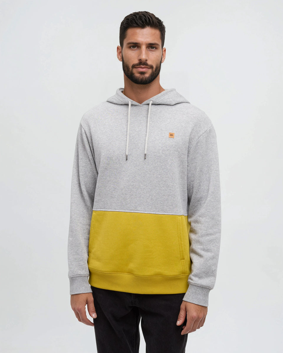 Tentree Men's Howson Hoodie - Harbour Grey Heather Rustic Yellow