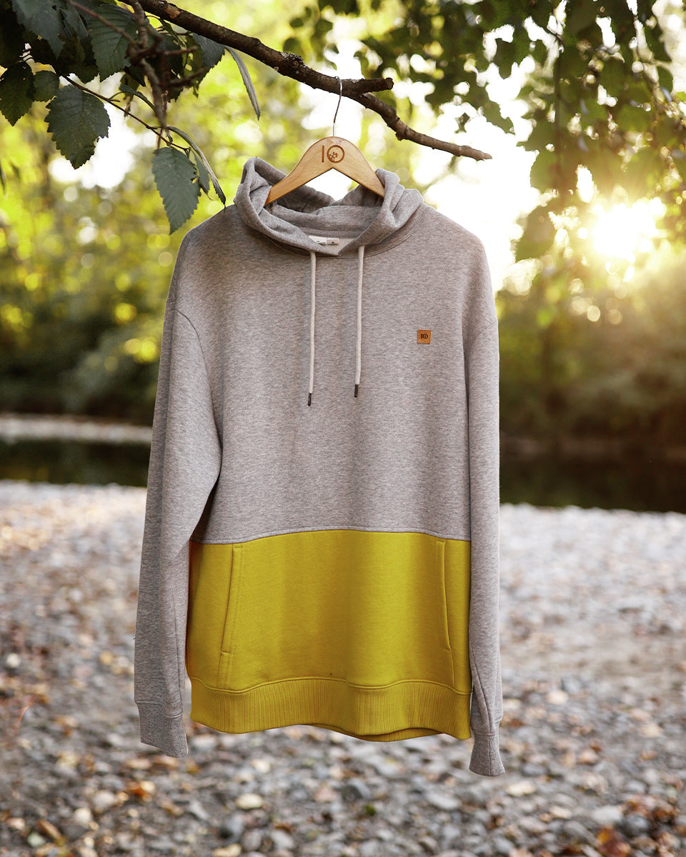 Tentree Men's Howson Hoodie - Harbour Grey Heather Rustic Yellow