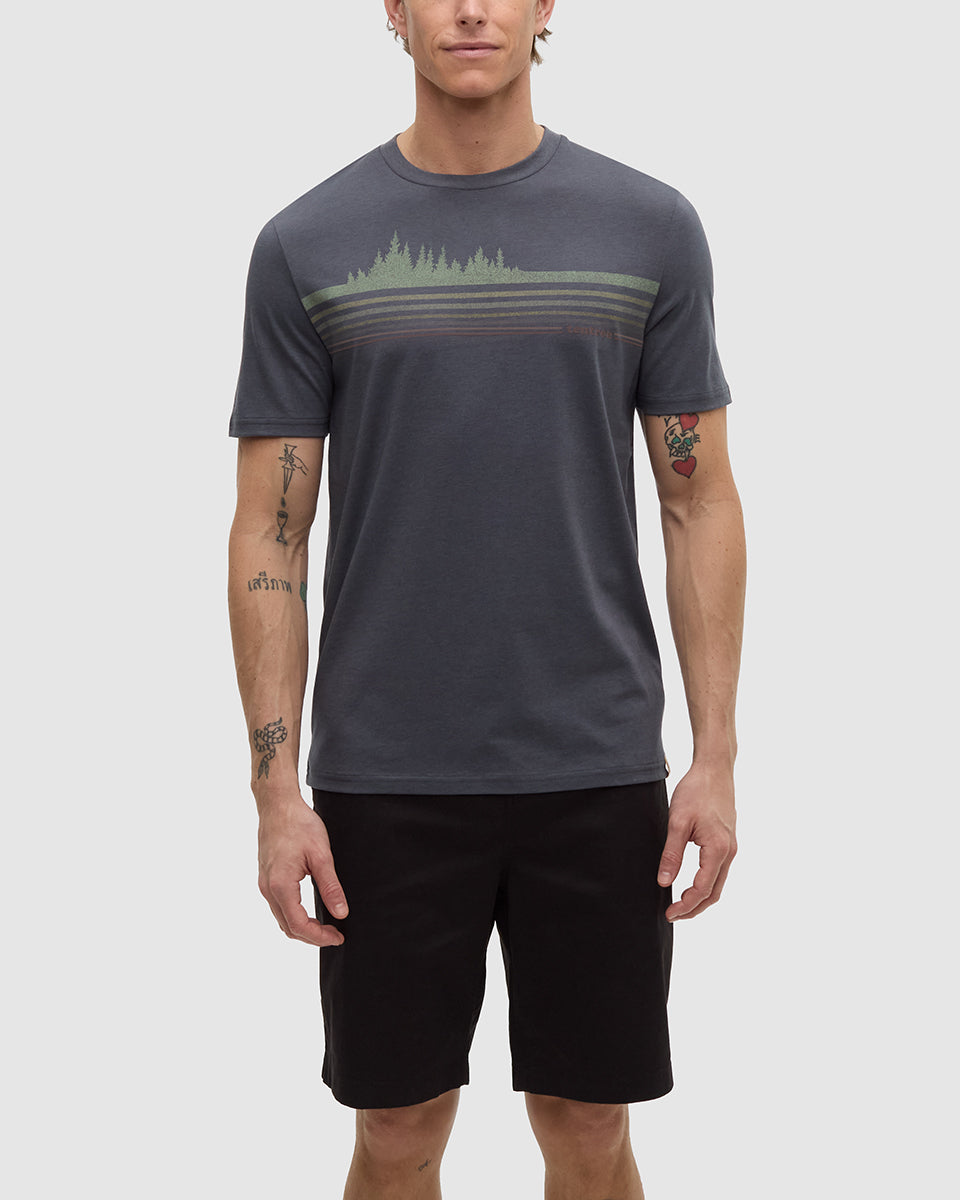 Tentree Men's Wildfire Retro Treeline T-Shirt - Graphite Light Moss