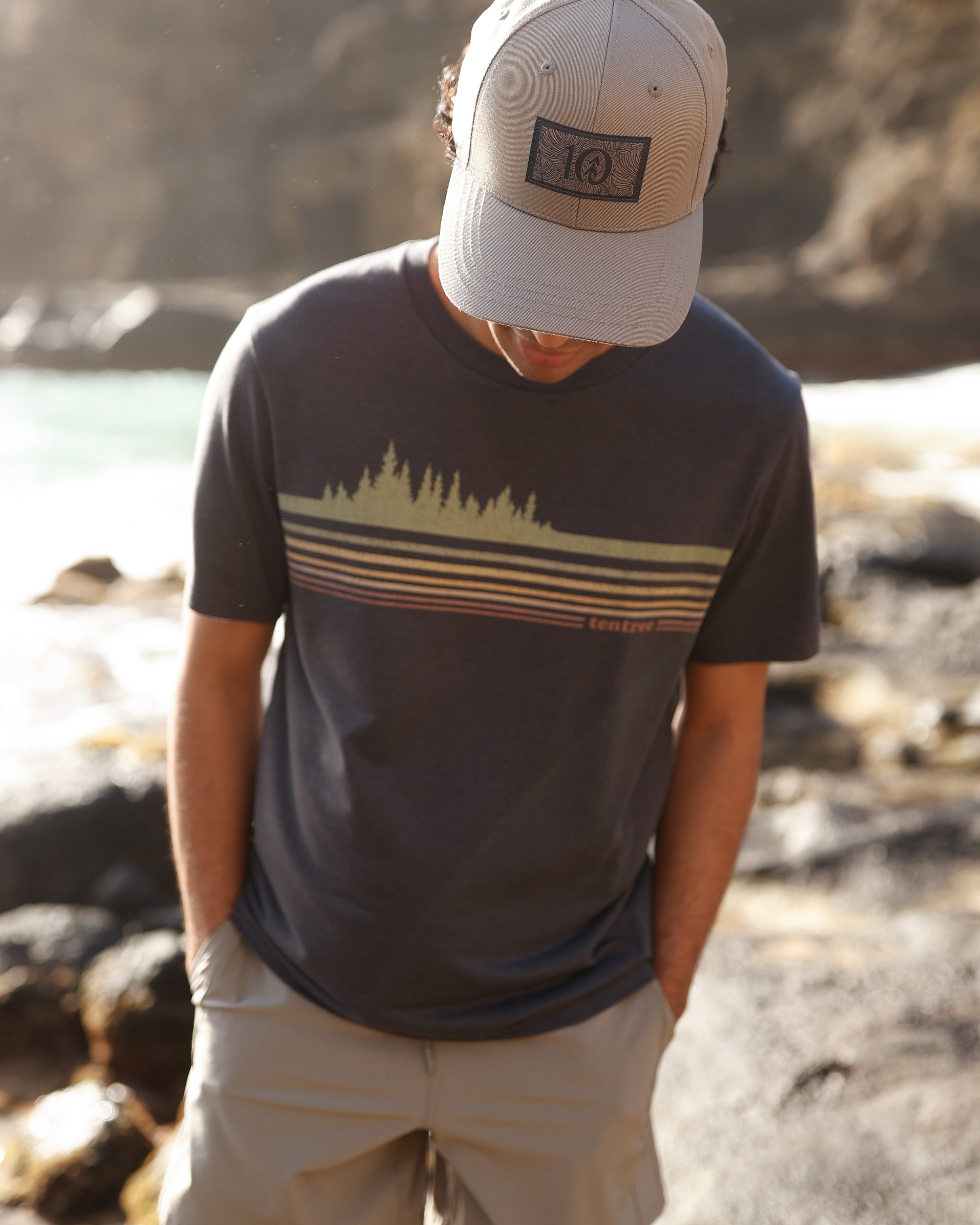 Tentree Men's Wildfire Retro Treeline T-Shirt - Graphite Light Moss