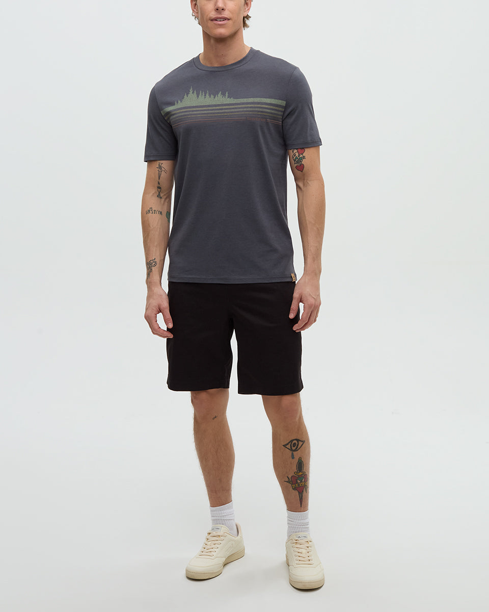 Tentree Men's Wildfire Retro Treeline T-Shirt - Graphite Light Moss