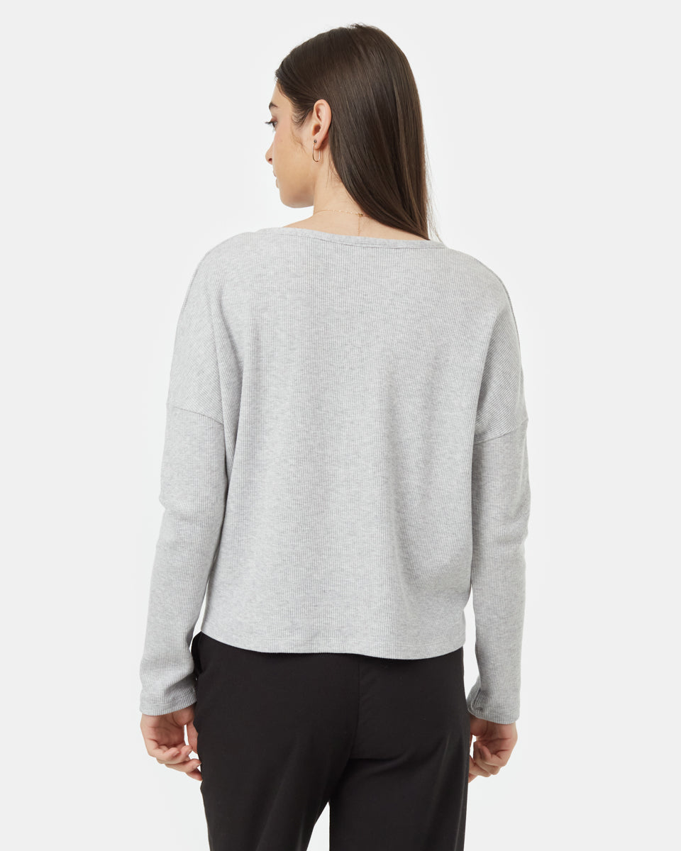 Tentree Women's Treewaffle Tie Front Top - Hi Rise Grey Heather
