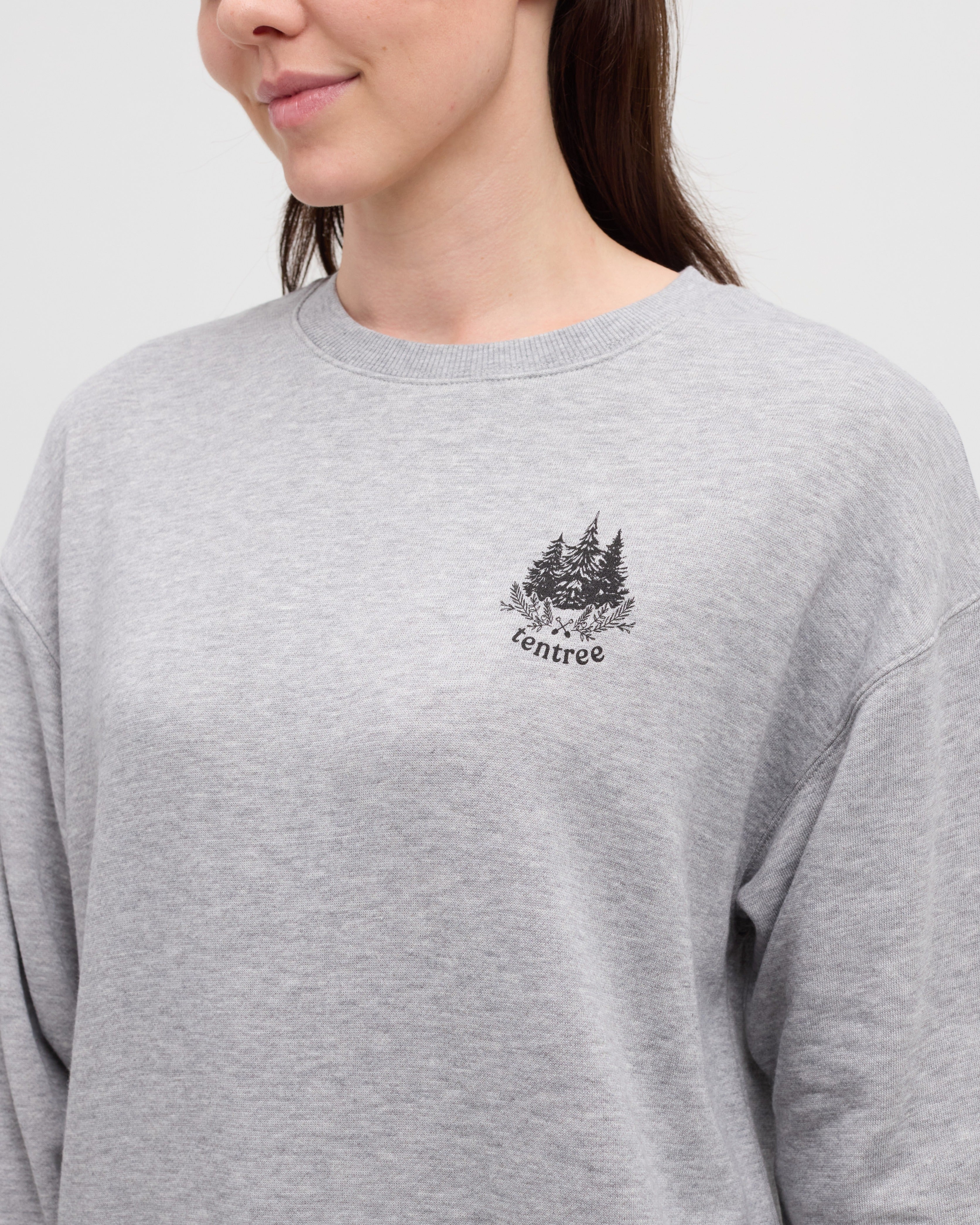 Tentree Women's Floral Heritage Crew - Harbour Grey Heather Meteorite Black
