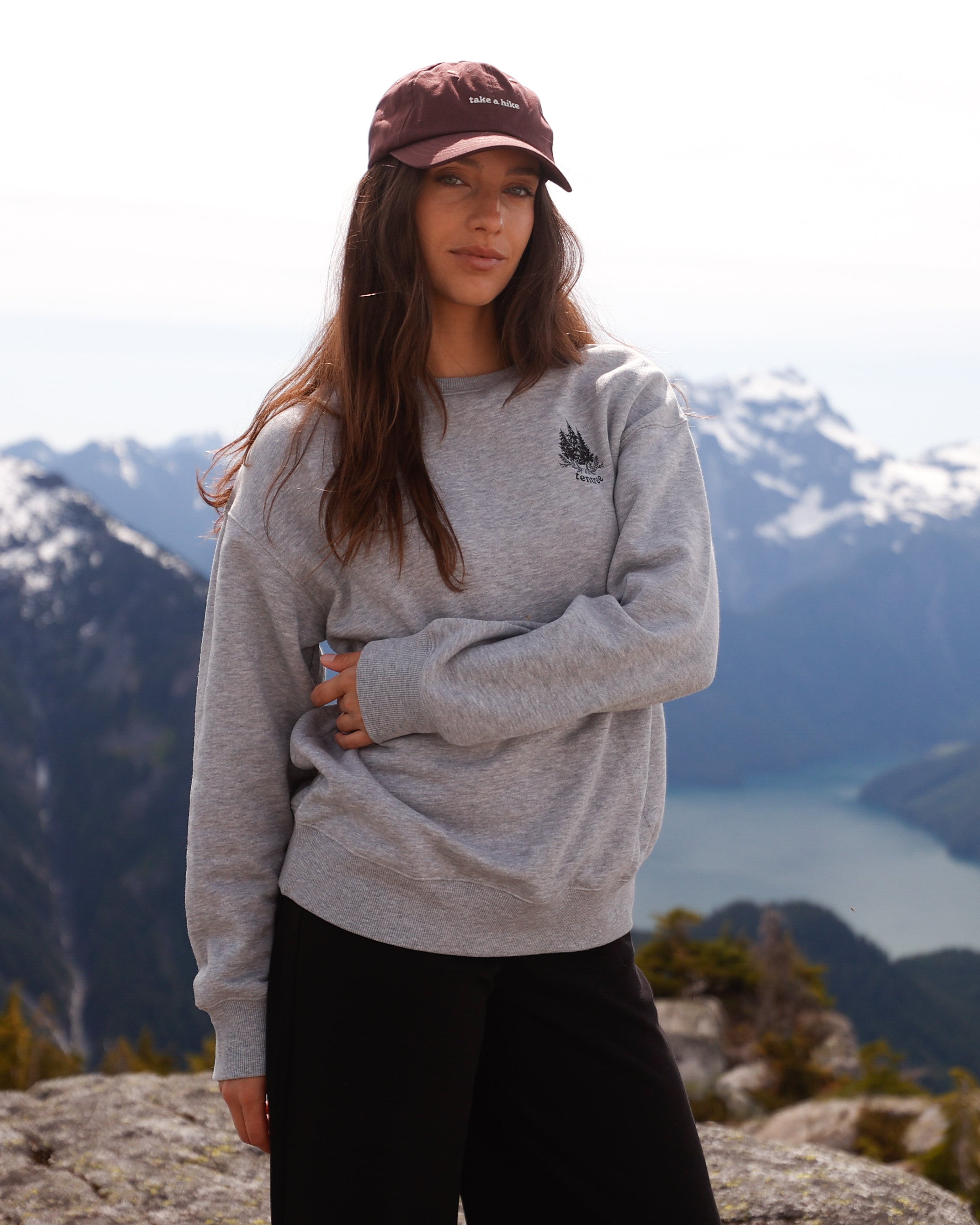 Tentree Women's Floral Heritage Crew - Harbour Grey Heather Meteorite Black