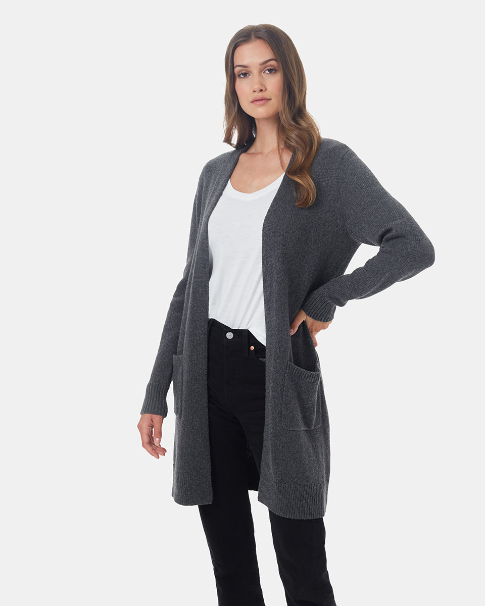 Tentree Highline Wool Cardigan - Dark Grey Heather