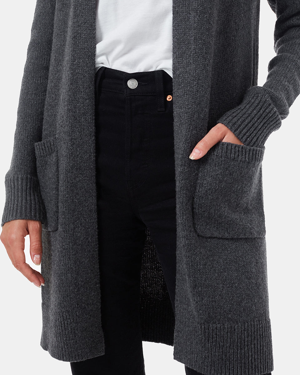 Tentree Highline Wool Cardigan - Dark Grey Heather