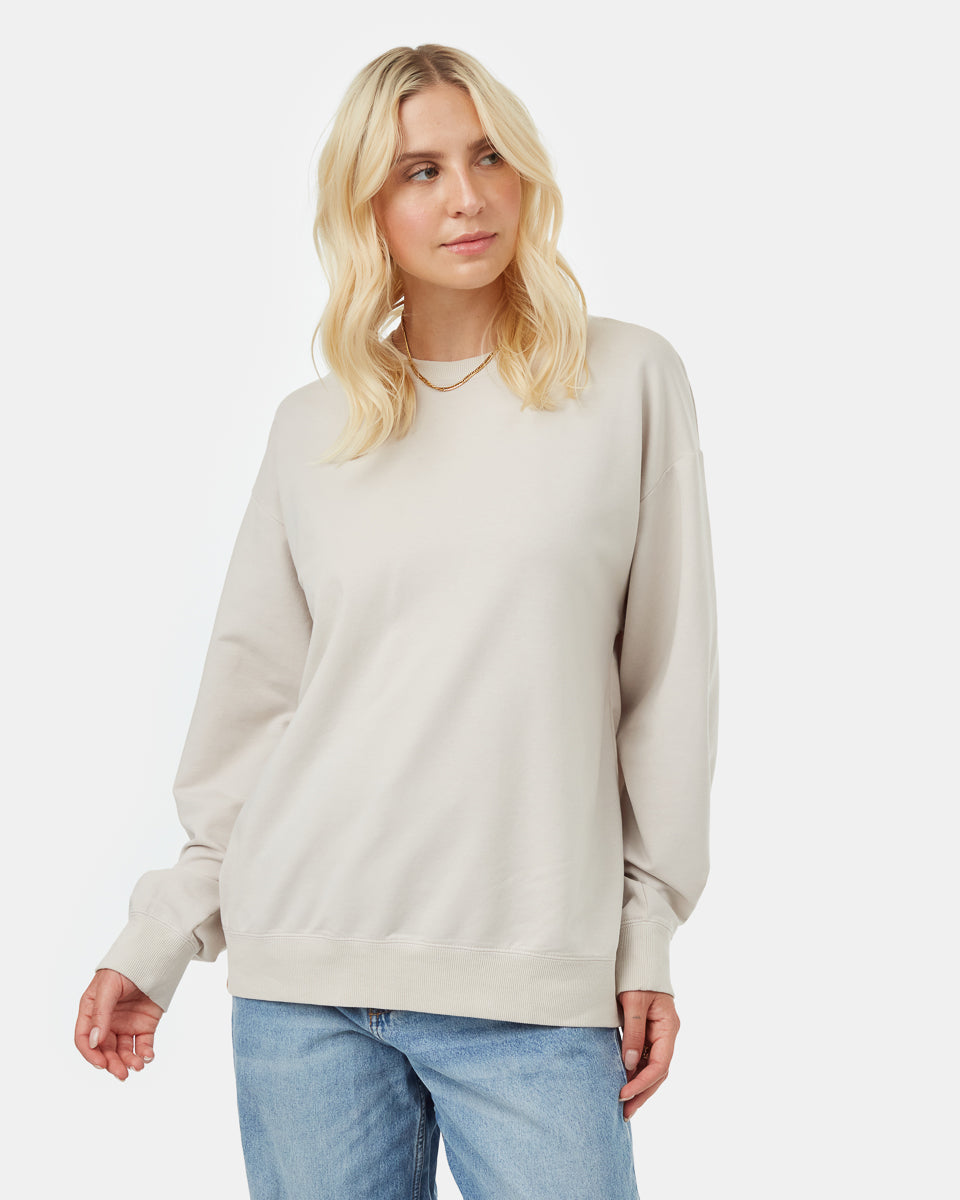 Tentree Women's French Terry Oversized Crew - Silver Cloud Grey