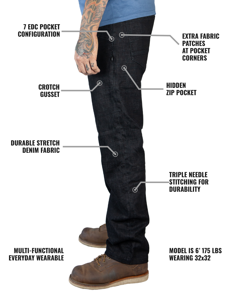 Off The Grid Surplus Hideout Denim Taper Fit Pants - Black