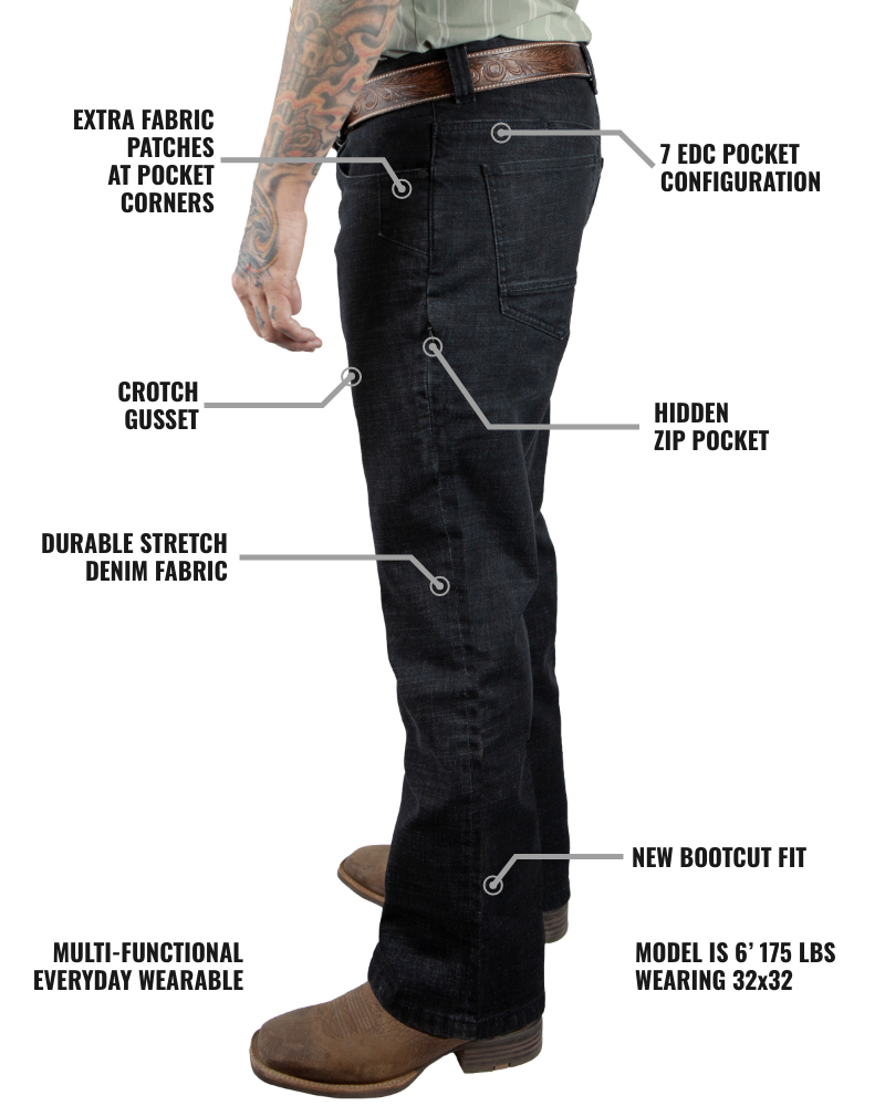 Off The Grid Surplus Hideout Denim Boot Cut - Black