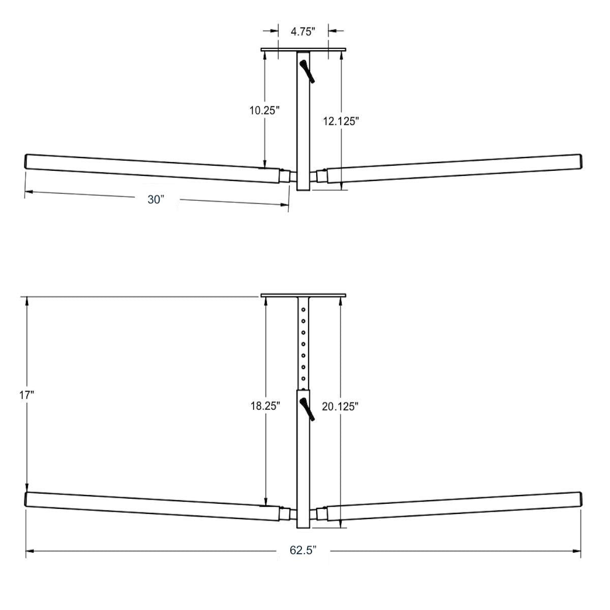 Hi-Port 2 | Kayak Adjustable Ceiling Storage Rack | Double | Holds 150 lbs - product view 6
