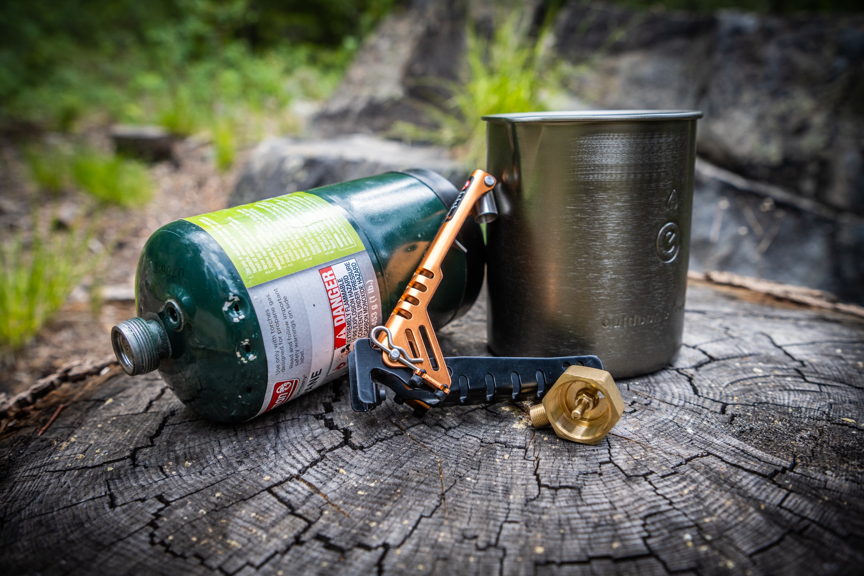 Outdoor Element Handled + Adaptor, Pot Gripper and Fuel Canister Recycle Tool