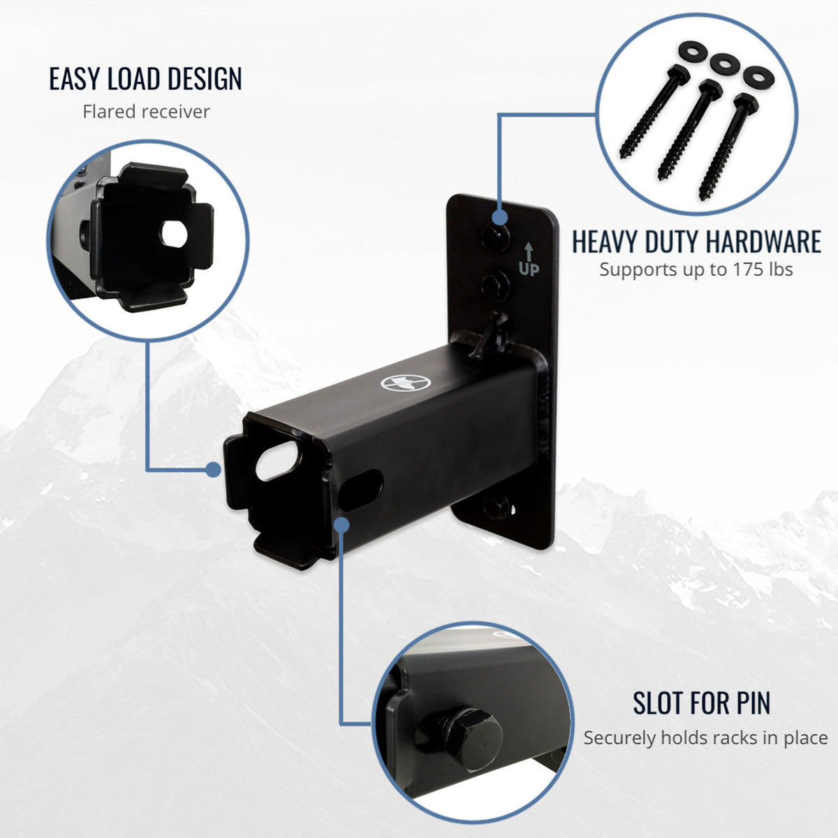 2" Hitch Wall Mount | Holds Bike or Cargo Car Rack - product view 3