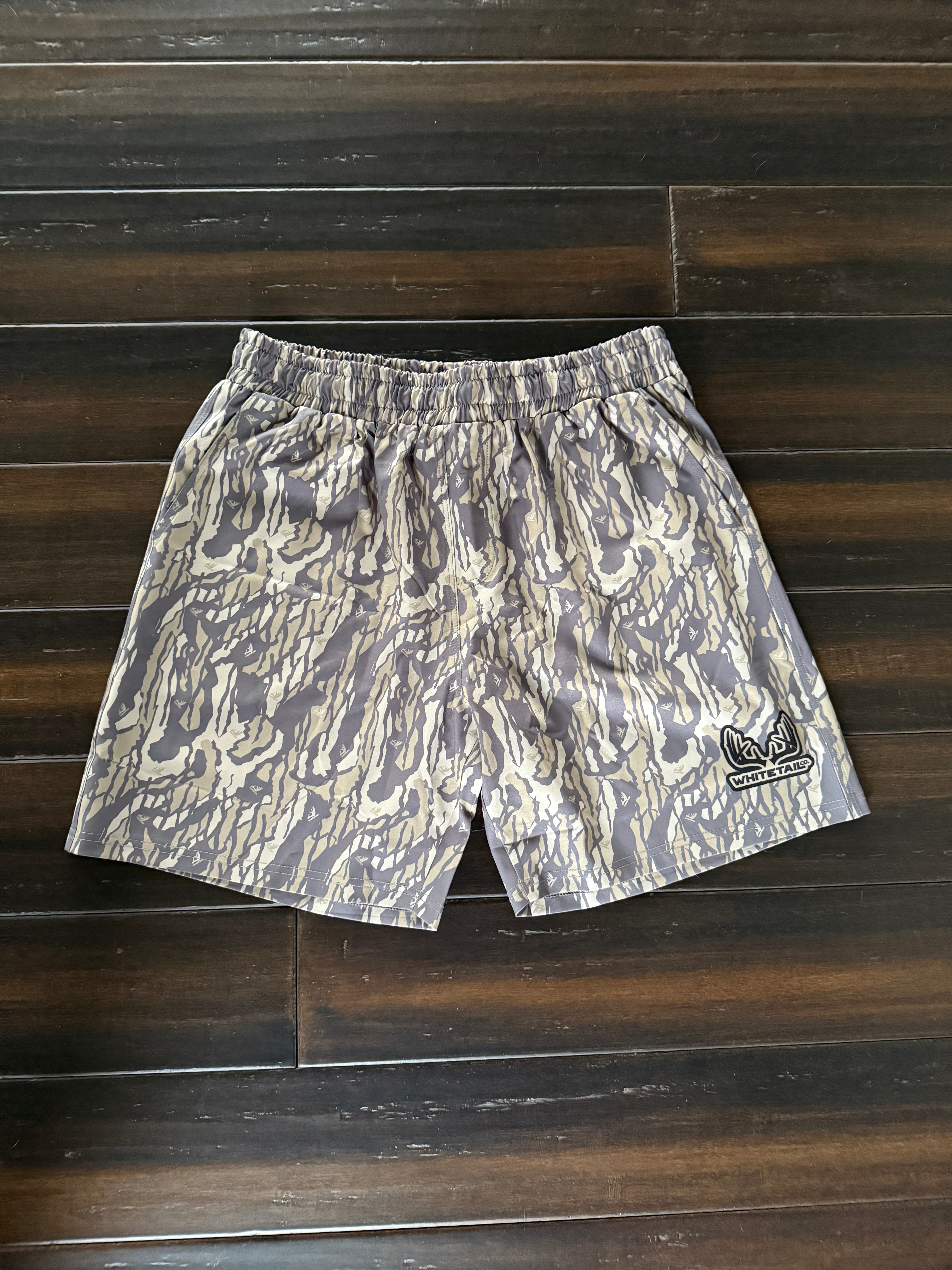 Whitetail Co. Hunt Camp Shorts Faded Old Tree Bark