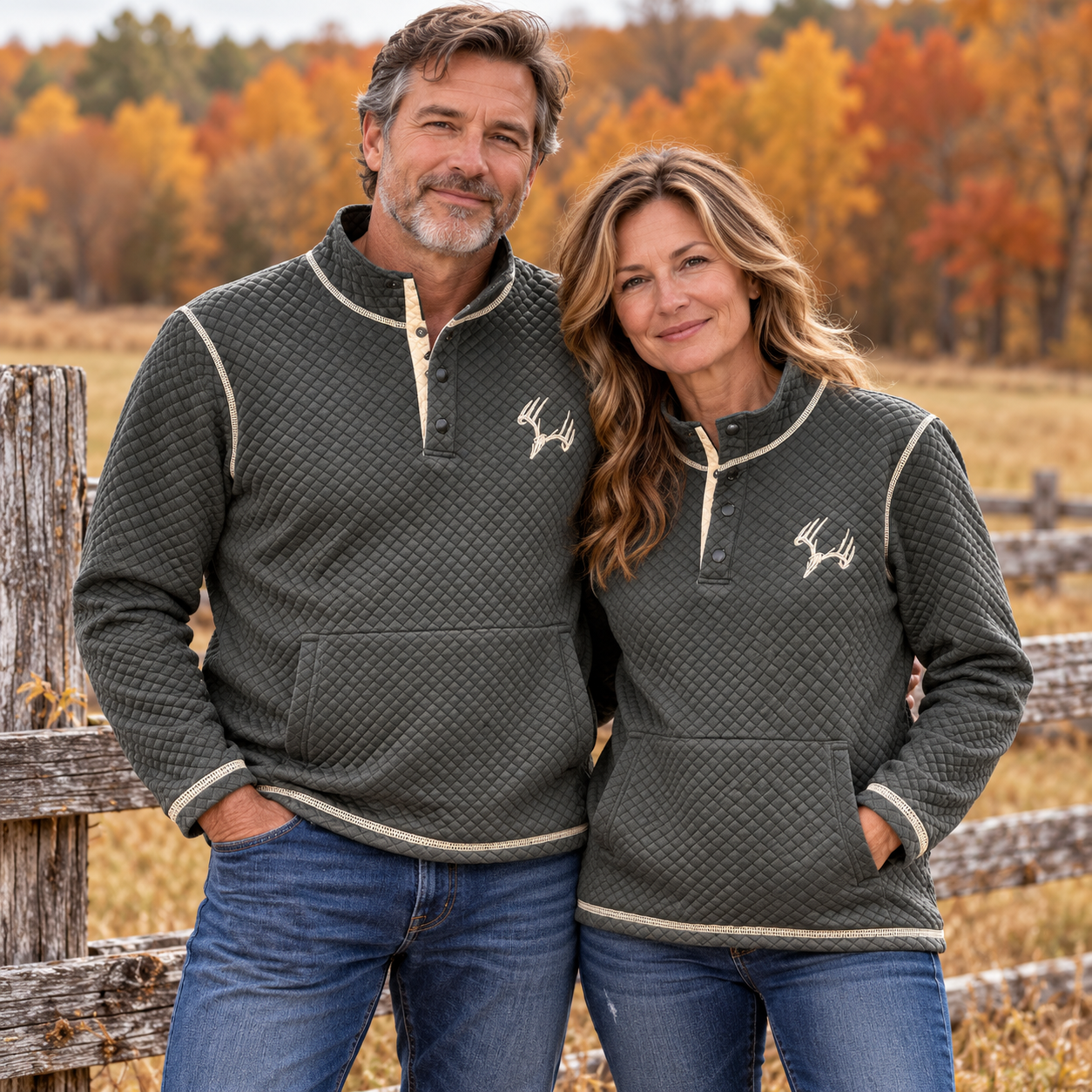Whitetail Co. Rut Line Waffle 1/4 Button Sweatshirt