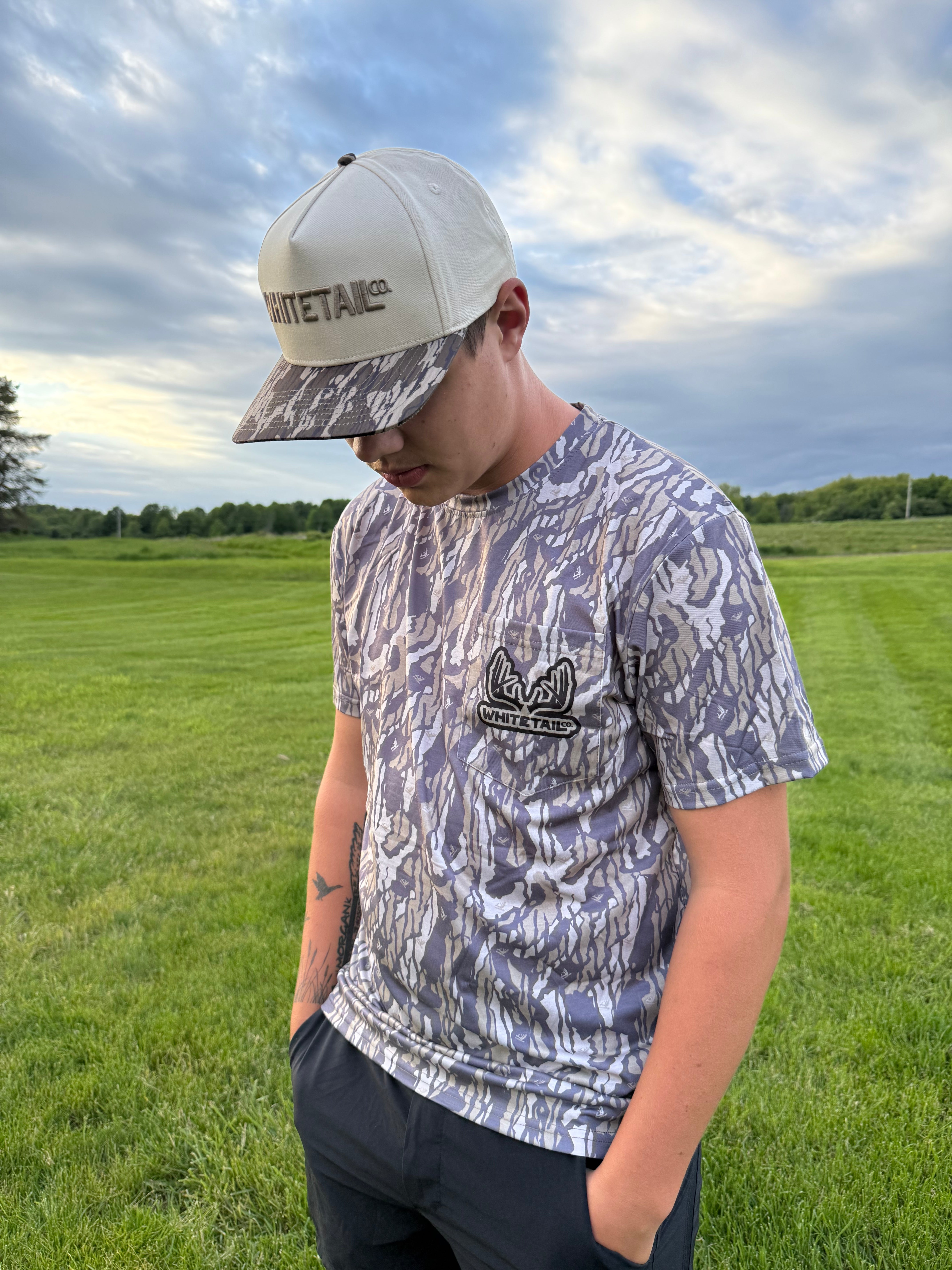Whitetail Co. Old Tree Bark Camo Faded Pocket Tee