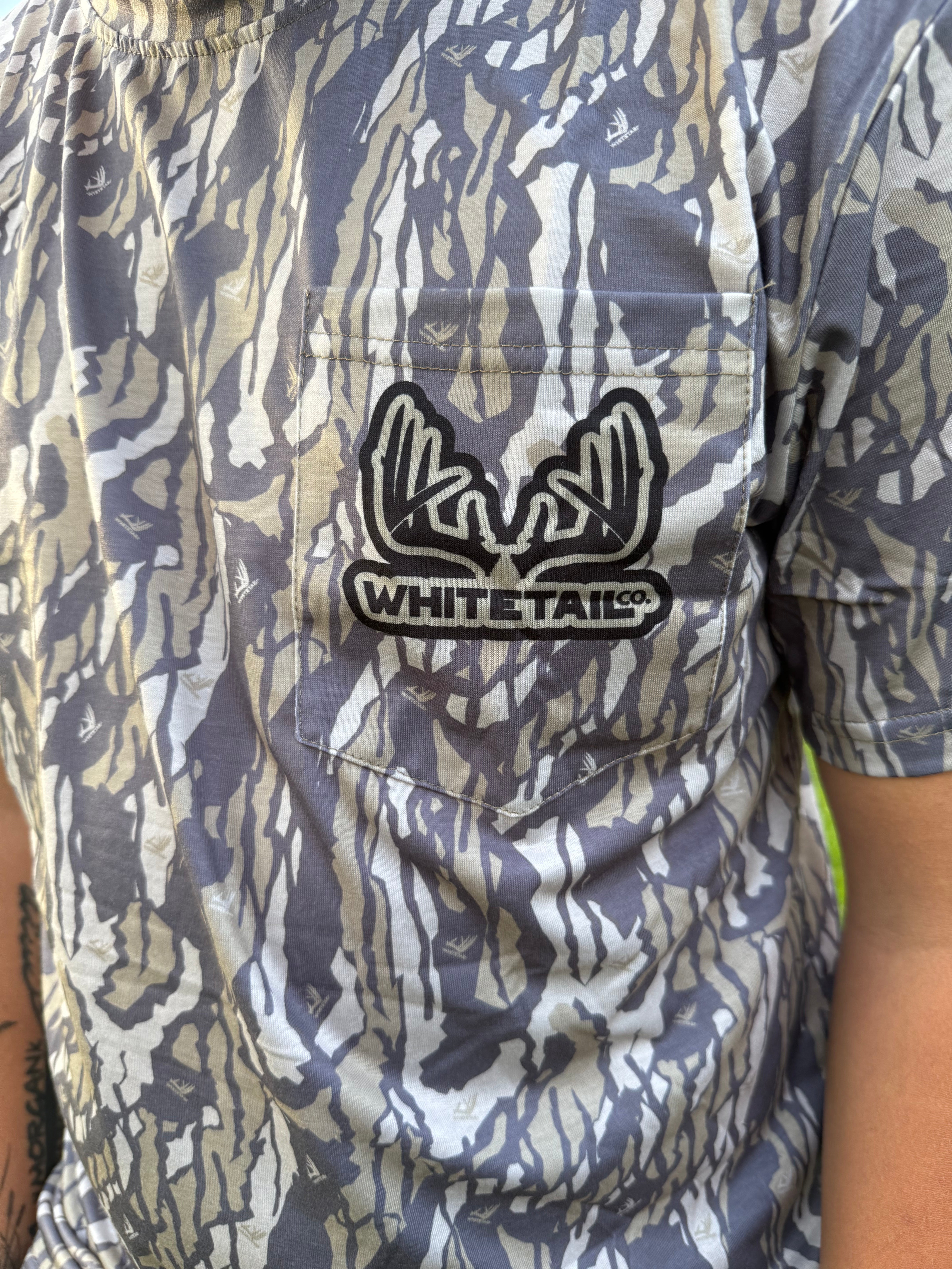 Whitetail Co. Old Tree Bark Camo Faded Pocket Tee