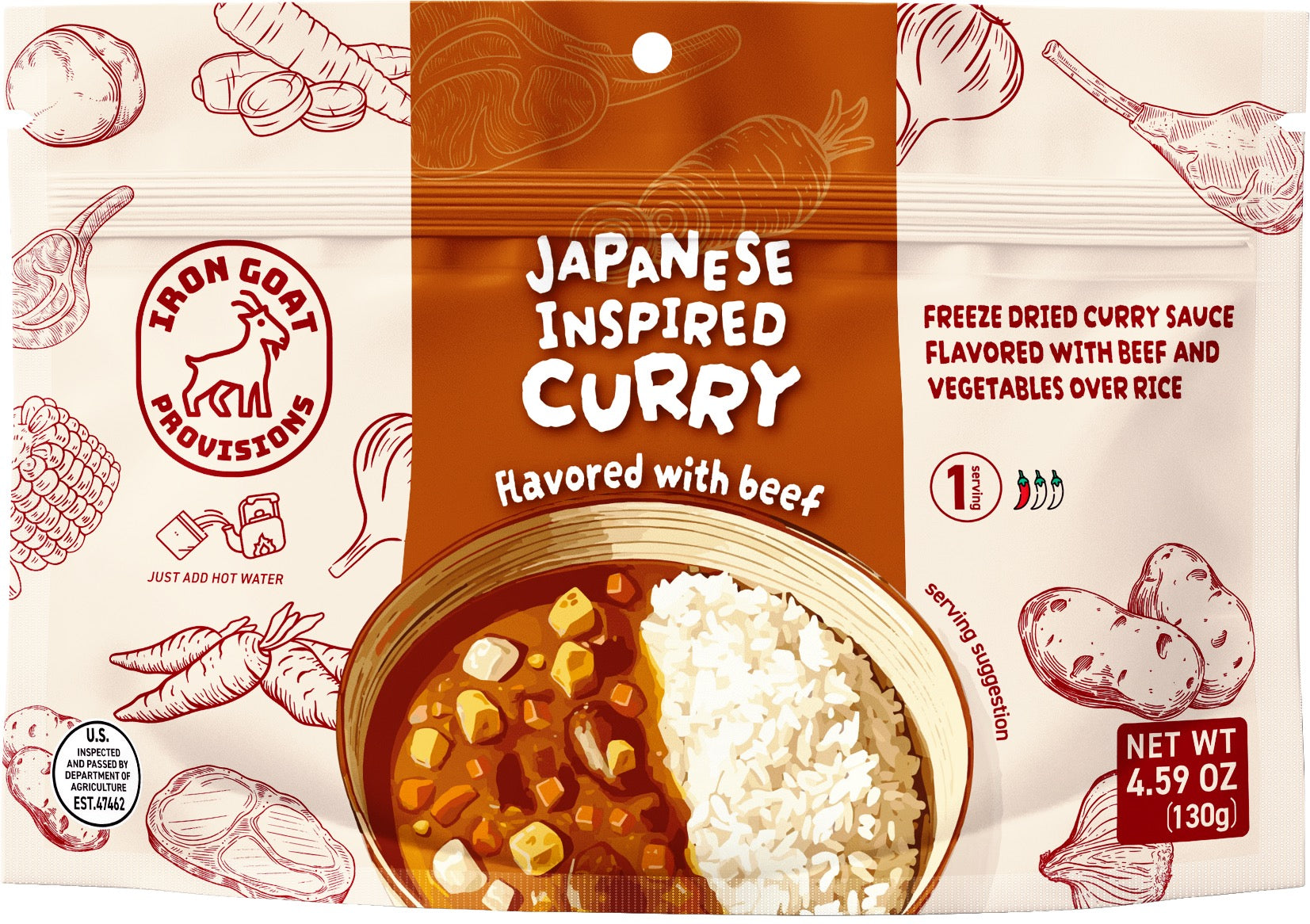 Iron Goat Provisions Japanese Inspired Curry with Beef pouch front